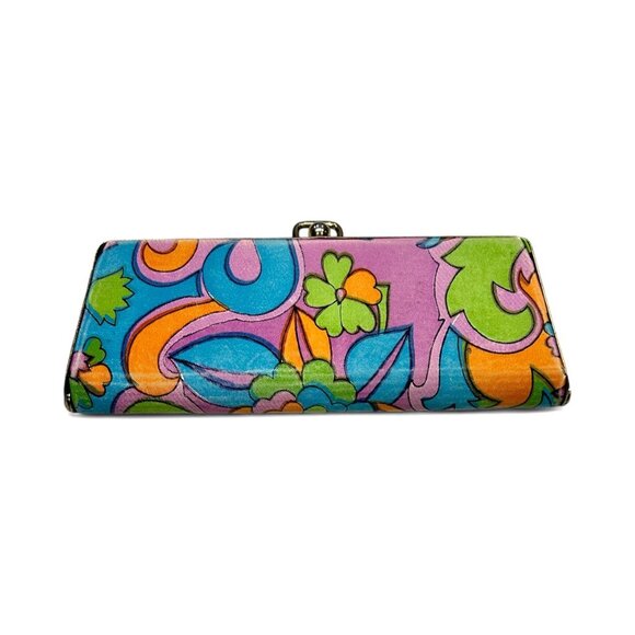 Vtg Floral Mod Mele Wallet 60s Psychedelic Hard Case Retro Hippie Colorful Mini - Picture 1 of 8